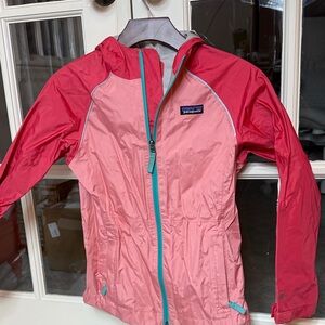 Patagonia Youth Colorblock Raincoat with Teal Zipper